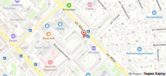 Квартира посуточно Абая, 81 на карте Петропавловска