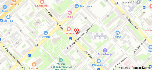 Квартира посуточно Абая, 88 на карте Петропавловска