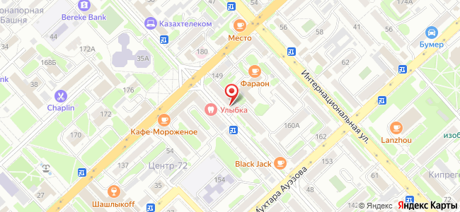 Квартира посуточно Букетова, 42 на карте Петропавловска