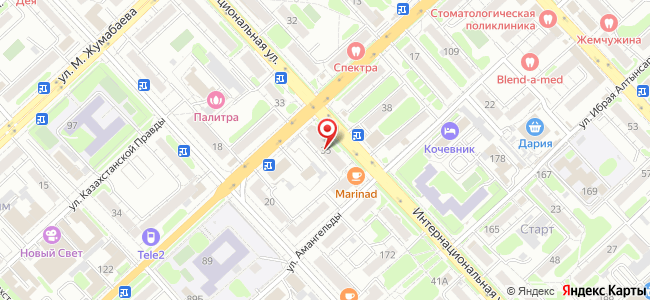 Квартира посуточно Интернациональная, 35 на карте Петропавловска
