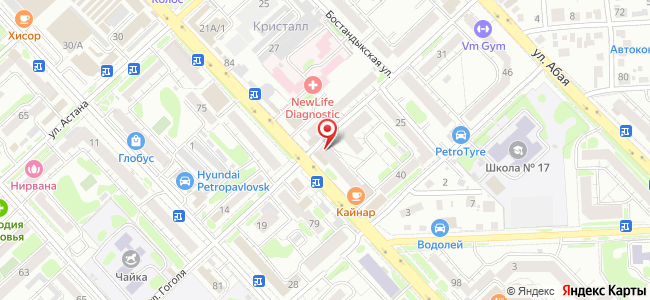 Квартира посуточно Интернациональная, 94 на карте Петропавловска