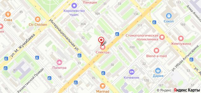 Квартира посуточно Назарбаева, 130 на карте Петропавловска