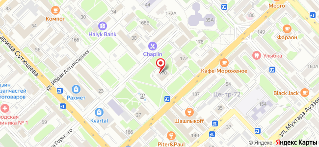 Квартира посуточно Жабаева, 170 на карте Петропавловска